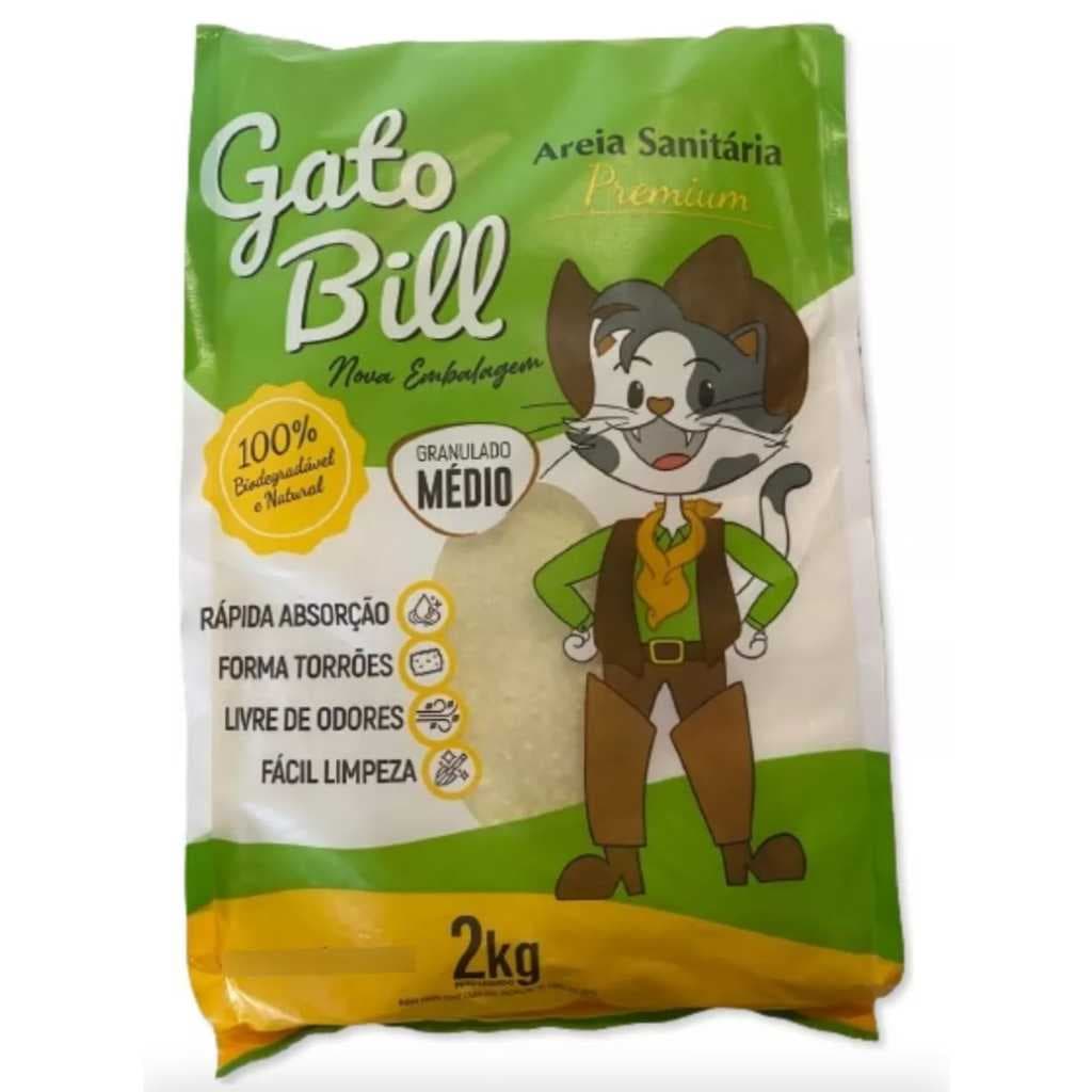 Areia Gato Bill 2 kg Grão Médio