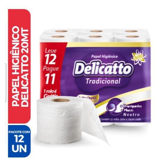 PAPEL HIGIENICO DELICATTO FOLHA DUPLA LEVE 12 PAGUE 11 - 20 METROS