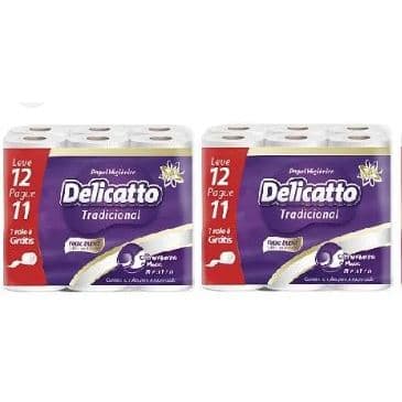 PAPEL HIGIENICO DELICATTO 2 PACOTES FOLHA DUPLA LEVE 12 PAGUE 11 - 20 METROS