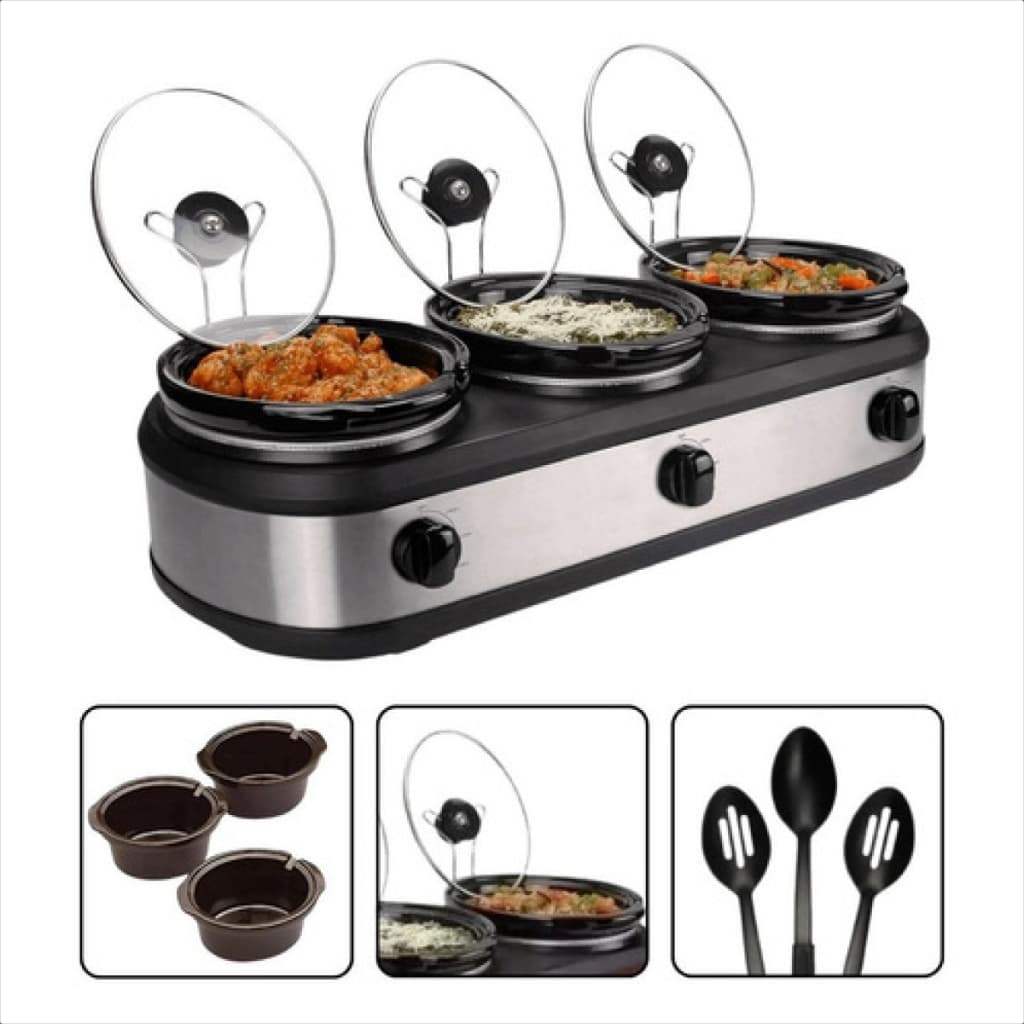 Rechaud Elétrico Members Mark Triplo Buffet Slow Cooker 110v