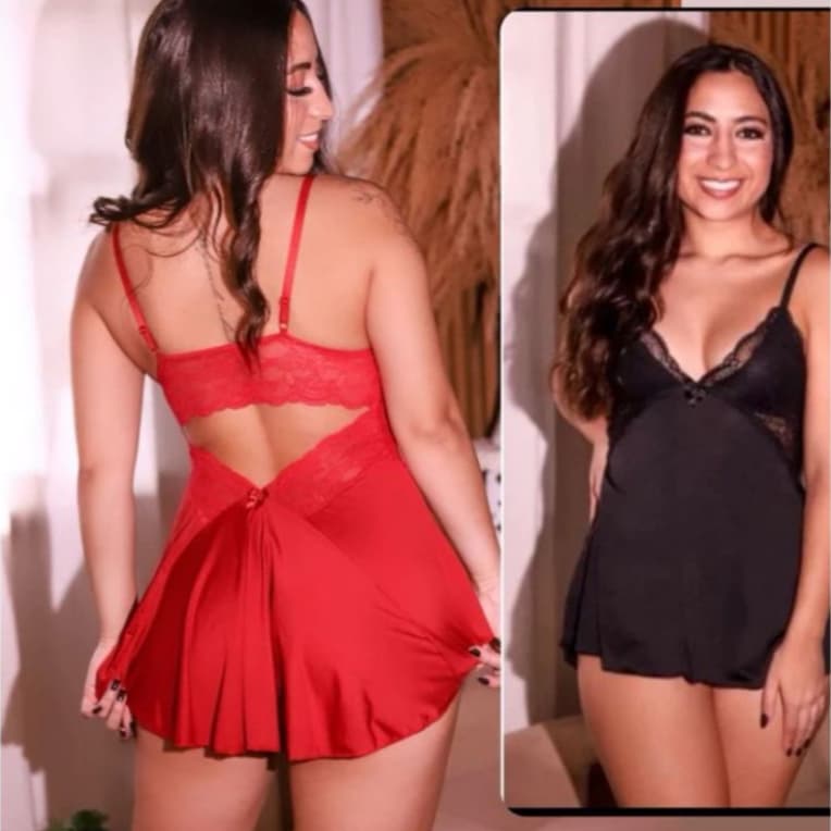 Kit com 2 Camisola sexy com renda sem bojo costa nua sensual pijama roupa de dormir