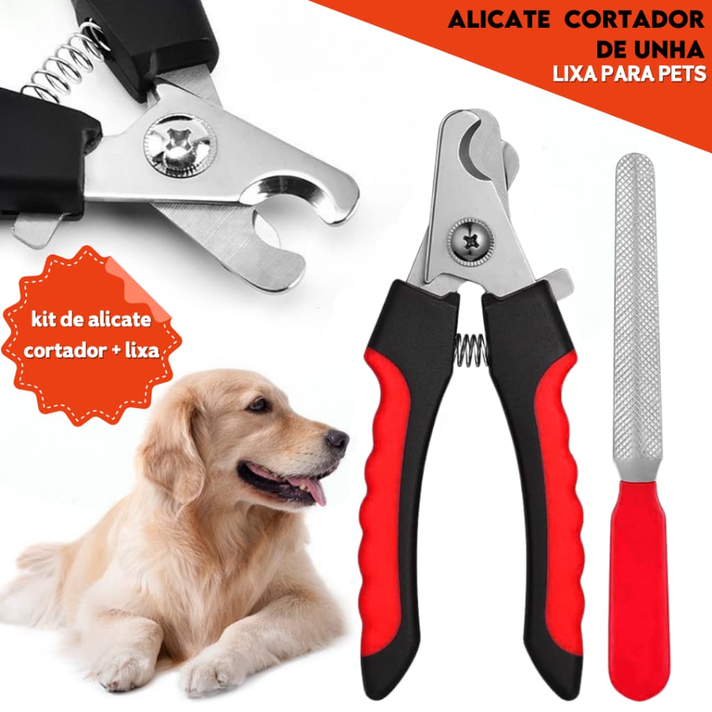 Cortador Unha Pet Alicate Profissional Cães Gatos Aço Inox Trava Segurança Ergonômico Grooming
