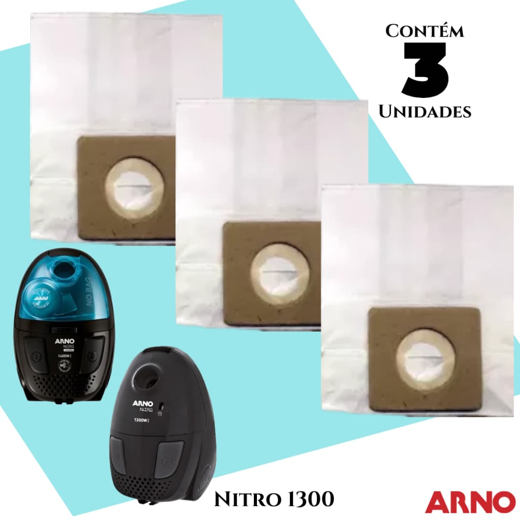 Filtro Saco Descartável Aspirador de Pó Compatível Com Arno Nitro 1300