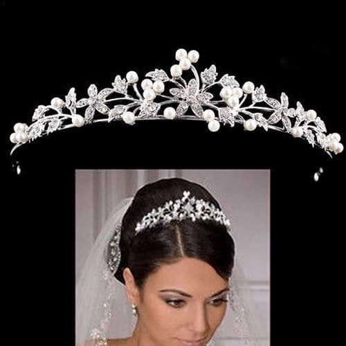 Tiara Enfeite Cabelo Noiva Dama Madrinha Daminha Debutante Strass Pérola Casamento