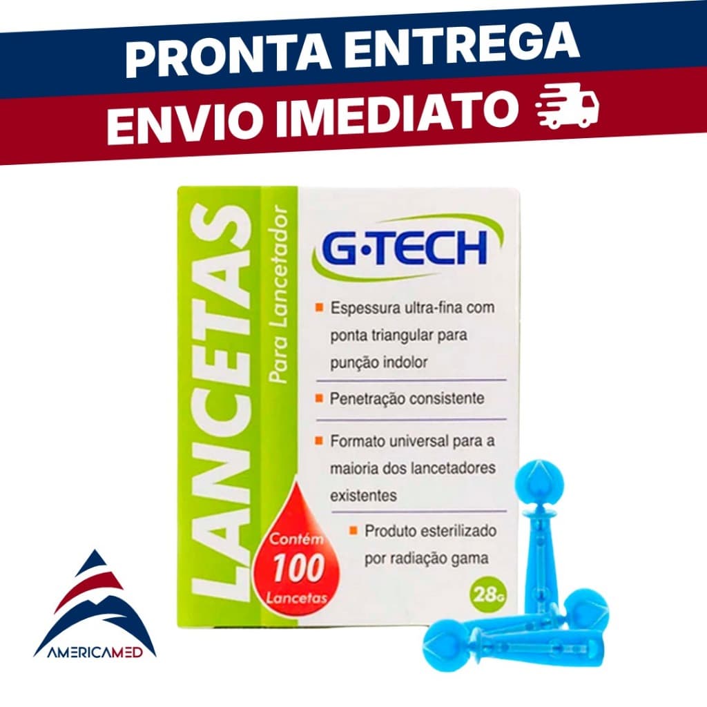 Lanceta Repositora De Lancetador 28g Com 100 Unidades Gtech