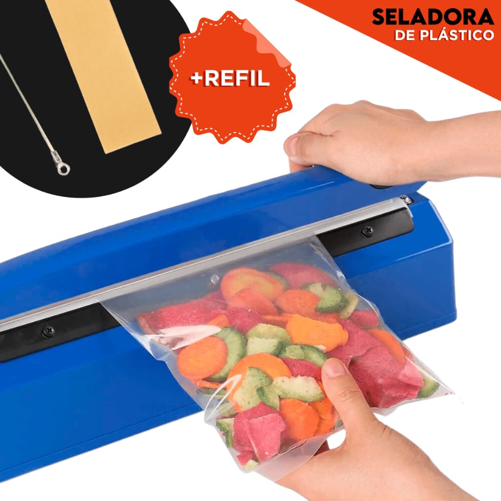Seladora Profissional 20cm Bivolt com Refil | Sela Embalagens Rápido e Sem Vazamentos - BARUCH