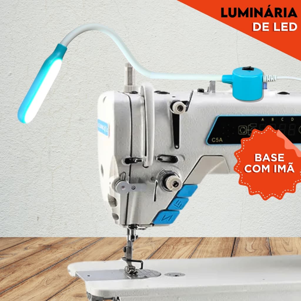 Luminária LED Máquina Costura Imã Magnético Haste Flexível 360° Industrial Doméstica