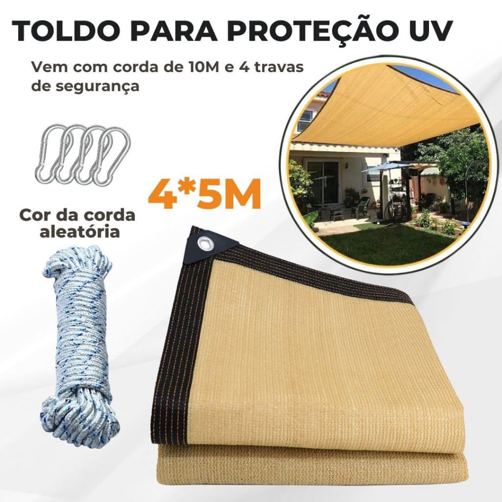 Toldo Para Proteção UV lona grossa reforçada 2x2 3x2 3x3 4x3 4x4 5x3 5x4 Tenda Para Carro + Corda + Trava de segurança