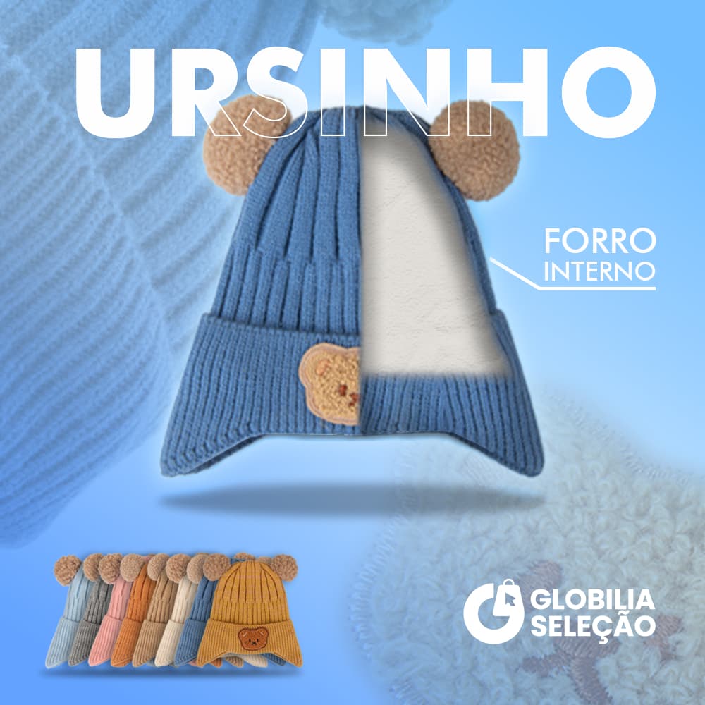Gorro Touca Forrada Infantil Criança Menino Menina Tricotado Quente com Proteção Orelhas Para 1 a 3 anos FMZ0321UR