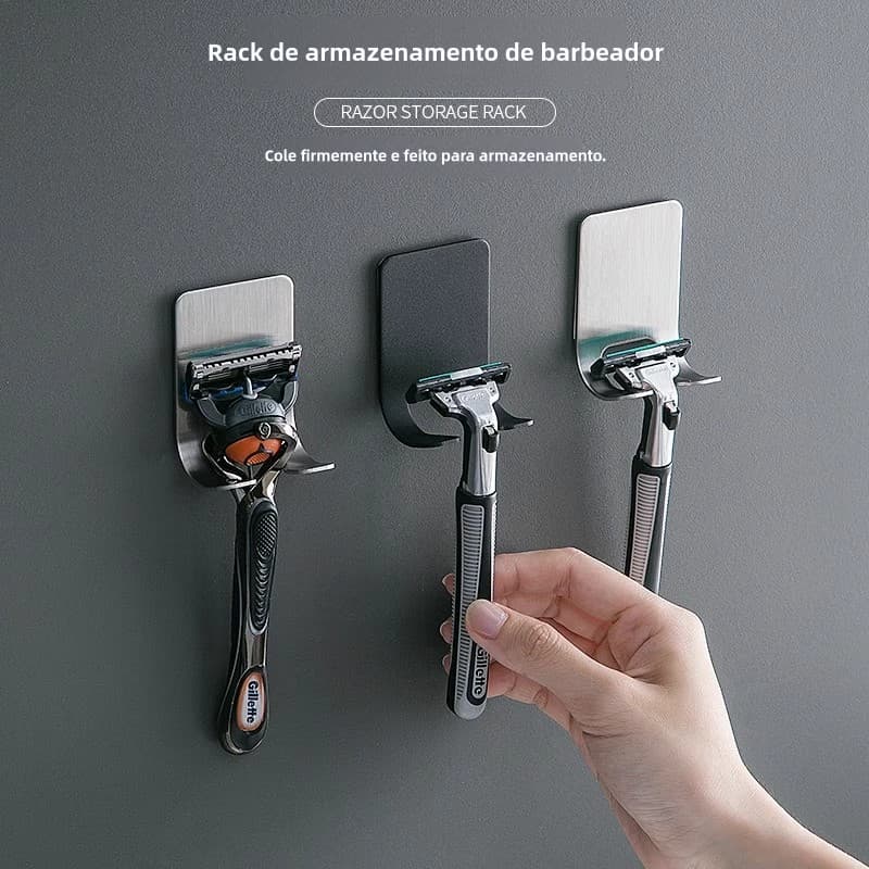 Suporte Para Parelho De Barbear Lamina Gillette Gilete Prestobarba Em Aço Inox Fita 3M