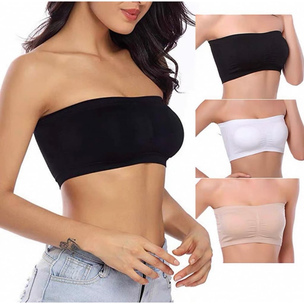 kit 1,2 e 3 PÇS Sutiã Sem Alças Com Bojo Removível - Modelo Feminino Adulto