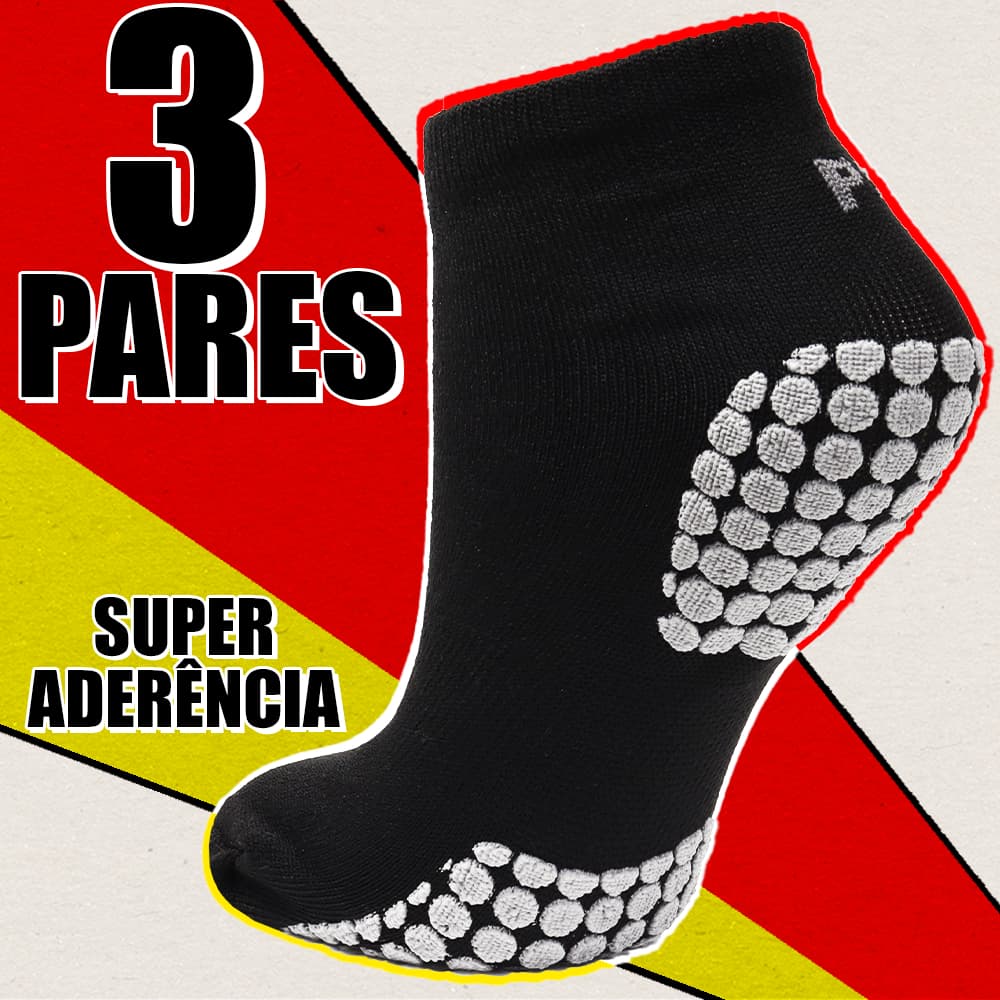 Kit 3 Pares Meia Antiderrapante Hidroginástica Pilates Fisioterapia 34 a 39 39 a 42 Yoga Adulto