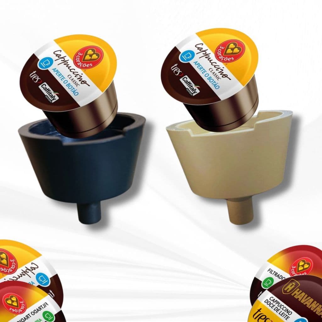 Adaptador Cápsulas Três Corações para Máquinas Cafeteira Dolce Gusto Café Preto ou Branco