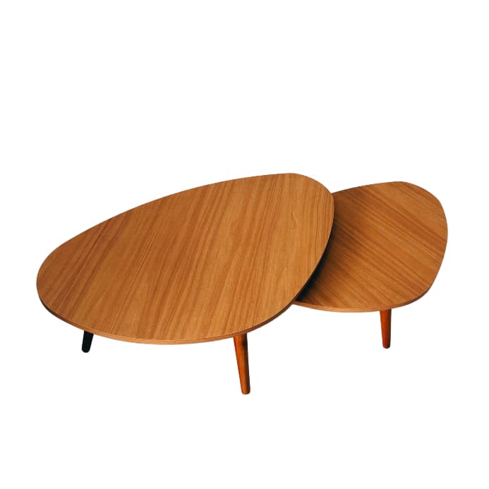 Kit 2 Mesas De Centro Madeira Design Orgânico Sala De Estar 69/77cm - Mel