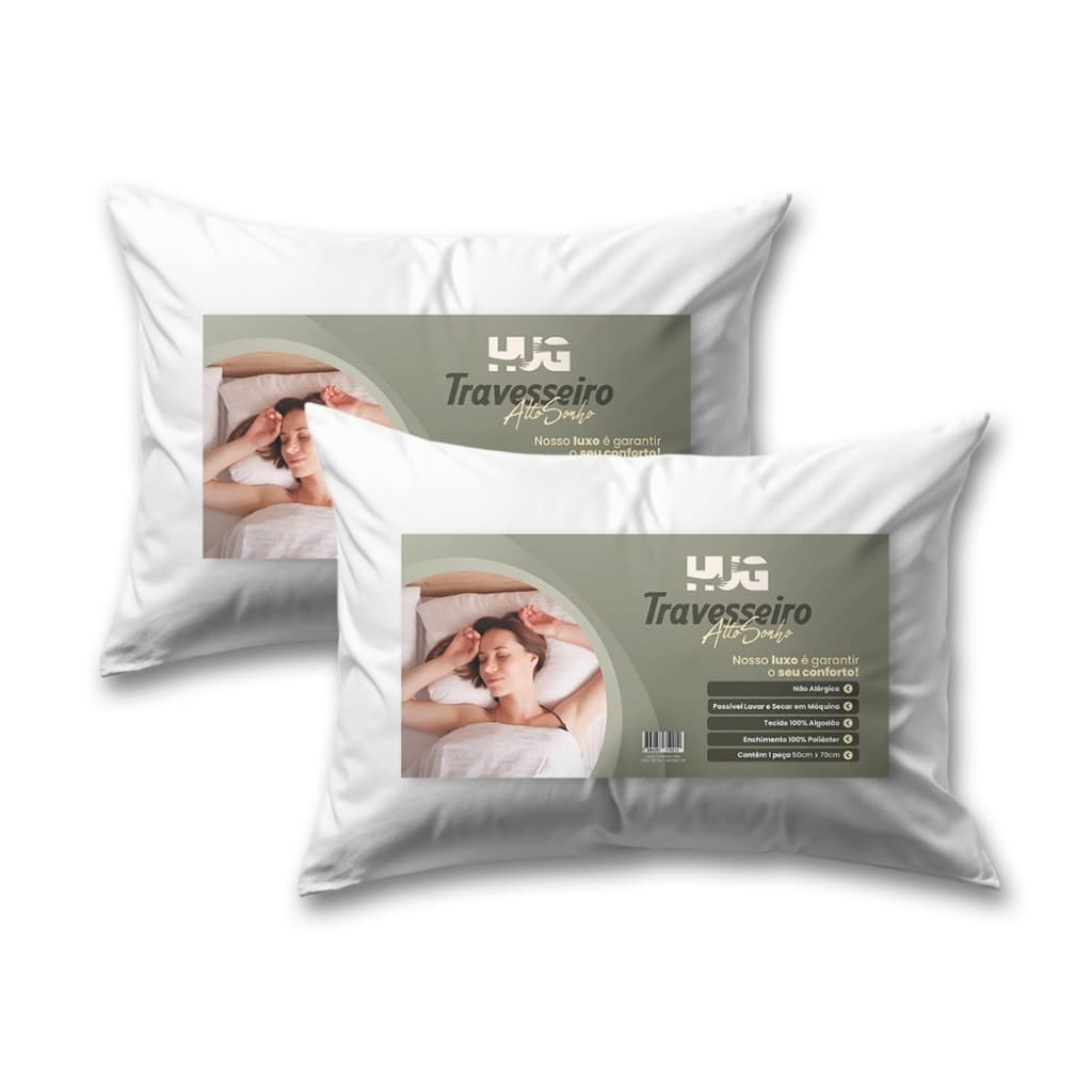 Kit 02 Travesseiro Alto Sonho Extra Macio Alto Capa Premium