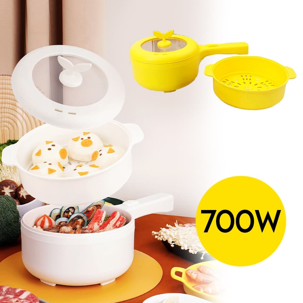 Panela Elétrica Dupla 700W Cerâmica Arroz e Legumes A Vapor 110V / 220V