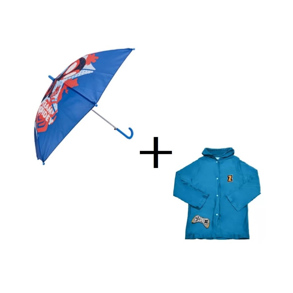 Guarda Chuva Infantil Homem Aranha + Capa De Chuva Infantil Menino