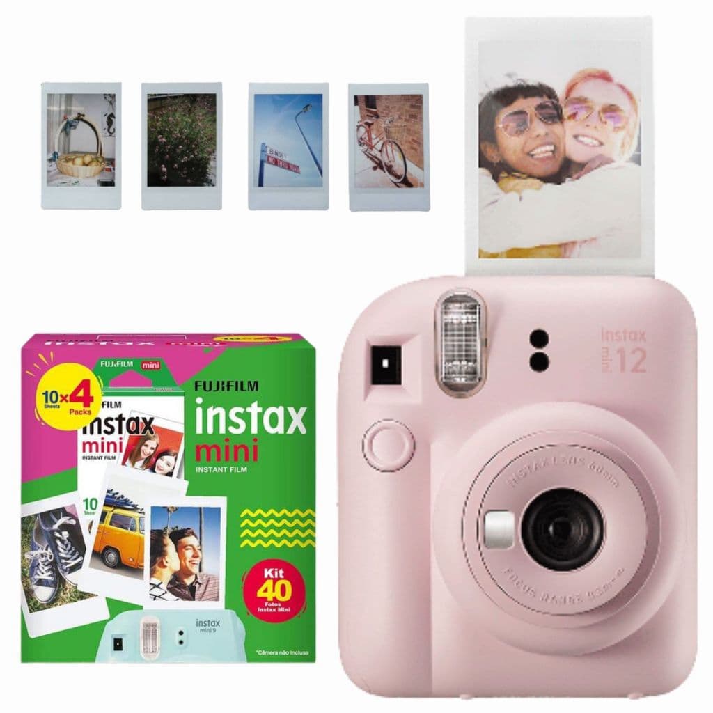 Kit Câmera  Instax Mini 12 Fujifilm Com 40 Filmes coloridos borda branca
