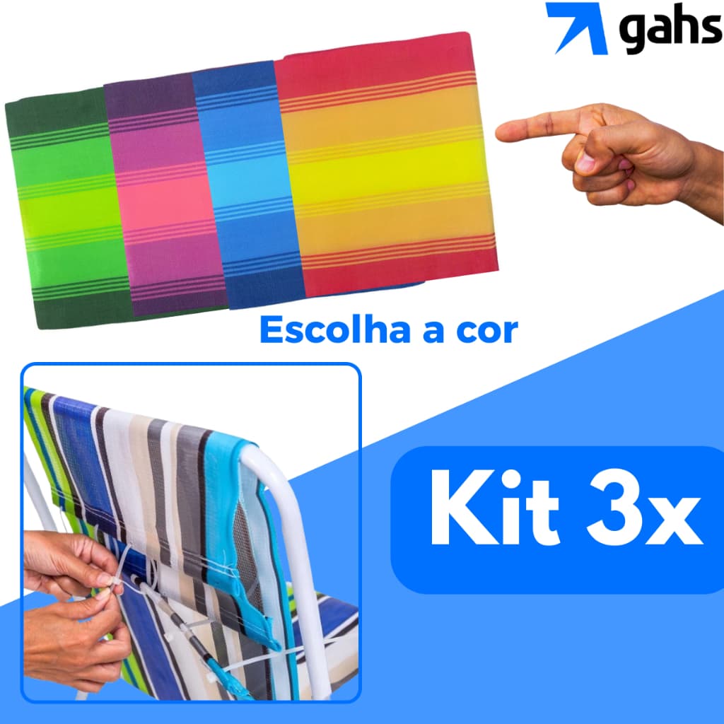 Kit 3 Tecido Reposição para Cadeira de Praia Refil Tecido Escolha a Cor
