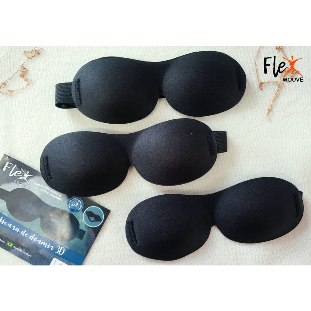 Kit Máscaras 3D de Dormir Tapa Olhos Blackout de Descanso Olhos 1, 3 e 12 unidades - Flex Mouve