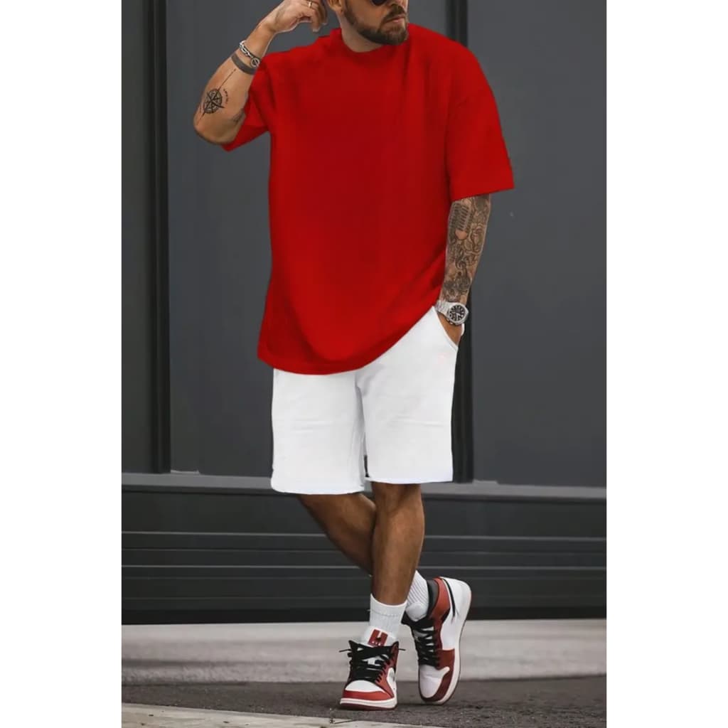 Kit Masculino 2 Peças – Camiseta Algodão + Bermuda Moletom Promoção