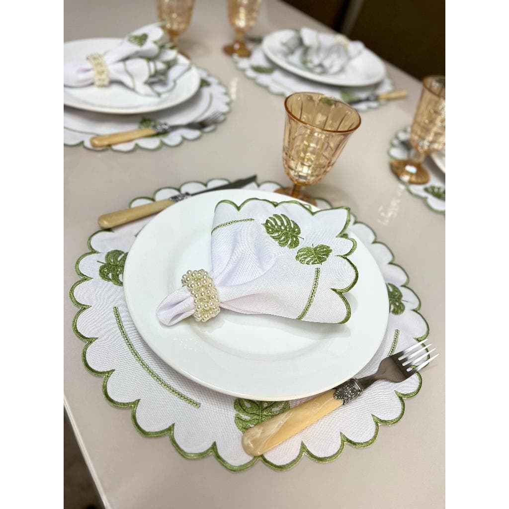 Jogo Americano Bordado 4 Peças Sousplat Mesa Posta Supla De Mesa Guardanapo