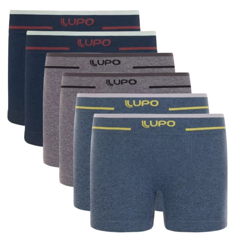 Kit 6 Cuecas Lupo Boxer Sem Costura Microfibra Infantil