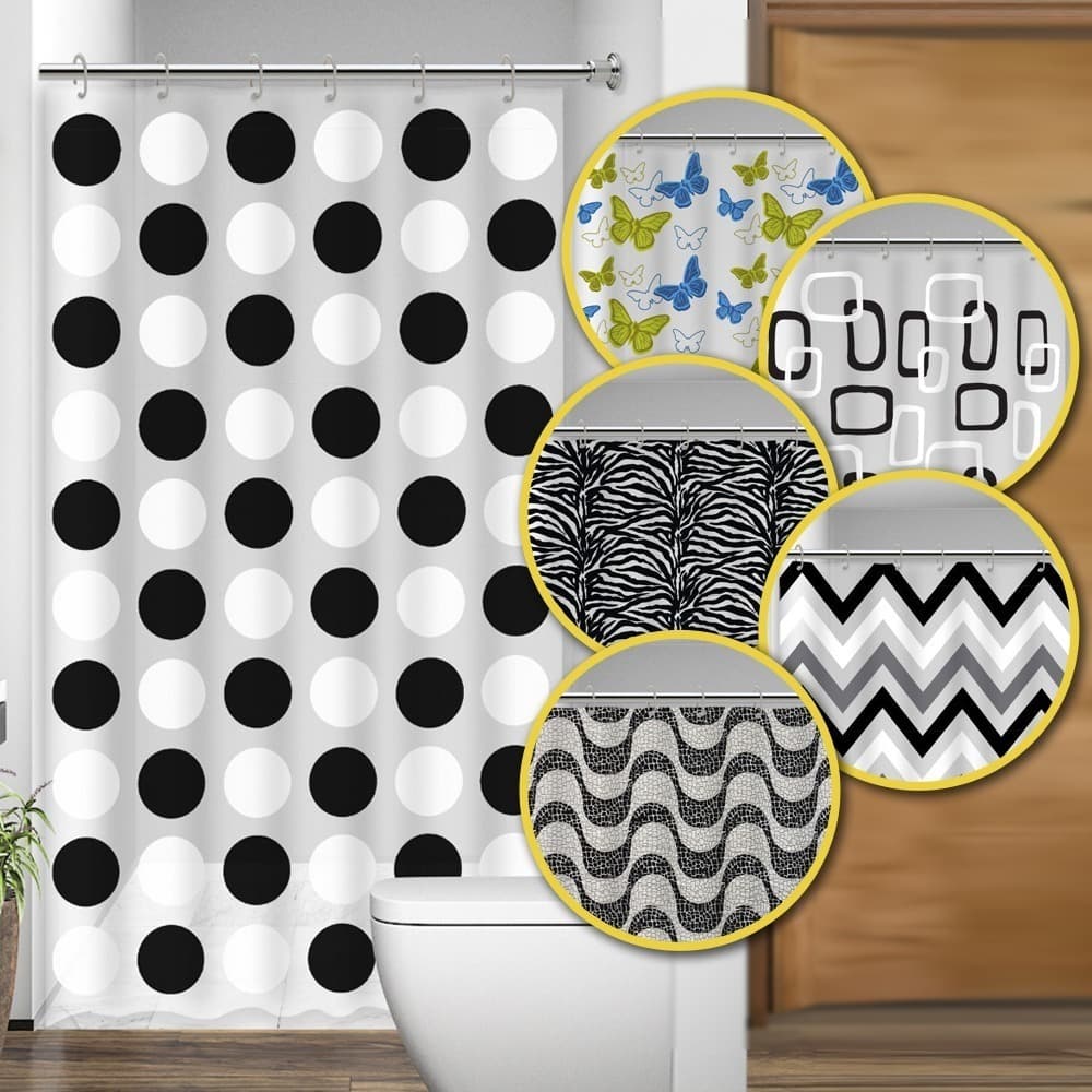 Cortina de Box P/ Banheiro Inteira c/ Gancho Anti Mofo Resistente Alta Qualidade PVC Várias Estampas