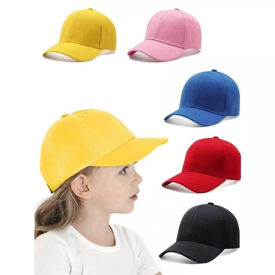 Kit 10 Boné Básico Infantil Unissex Liso Com Ajuste Aba Curva