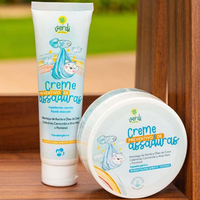 Creme Pomada Preventivo de Assaduras Pote Bisnaga Bebê Verdi Natural