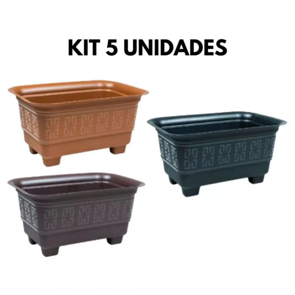 Kit 5 Vasos Floreira Plastico Jardim Jardineira Hortas 3,5 Litros Decorativo