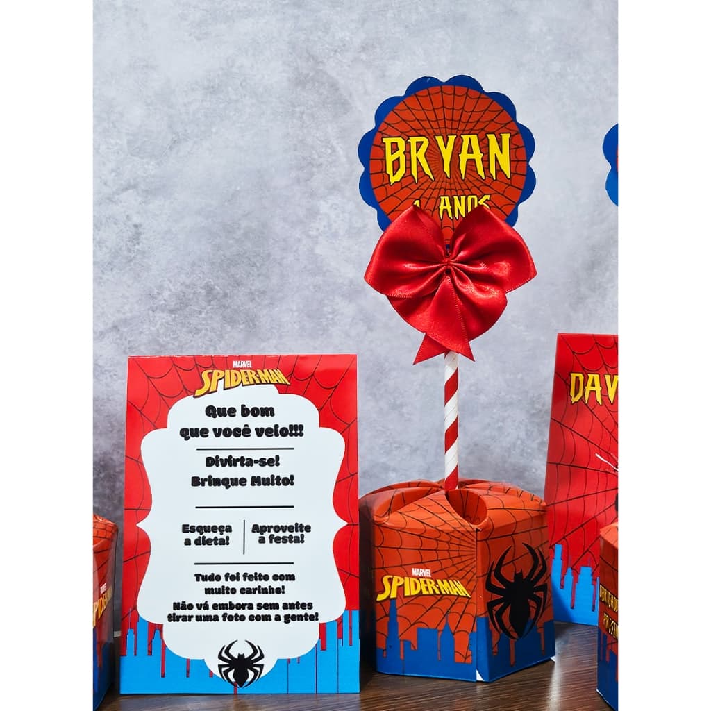 Kit 10 Centro De Mesa Sextavado + Plaquinhas Com Canudo Colorido e Laços Todos os Temas