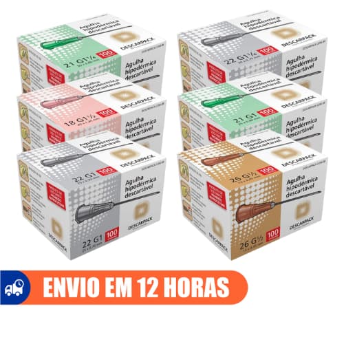 Agulha Hipodérmica 100un Descartável Todos Tamanhos Descarpack