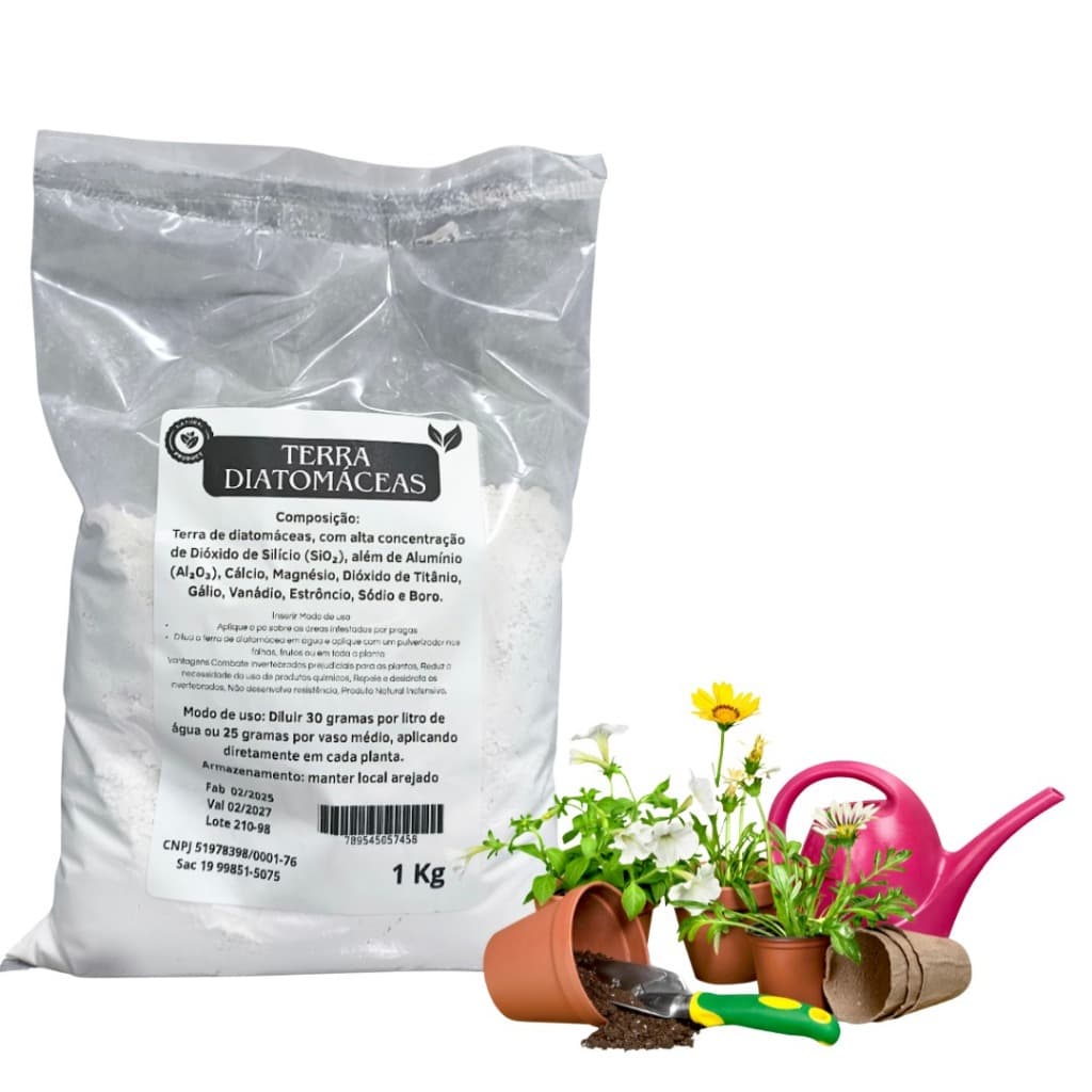 Terra de Diatomáceas 1kg Fertilizante Para Plantas Flores Rosa Do Deserta