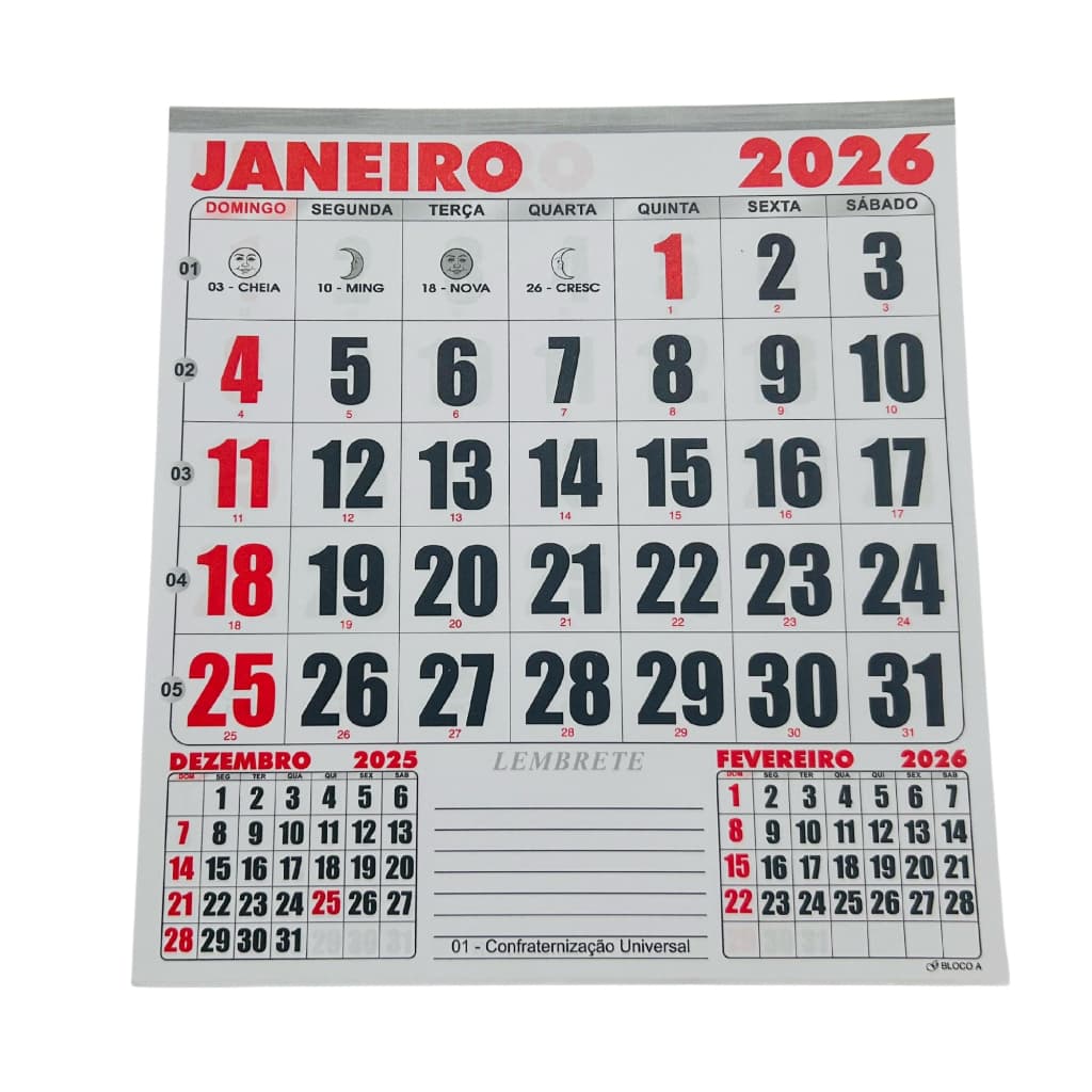 10 Blocos Refil Para Calendário De Parede 14x16 Cm Folhinha Comercial 2026