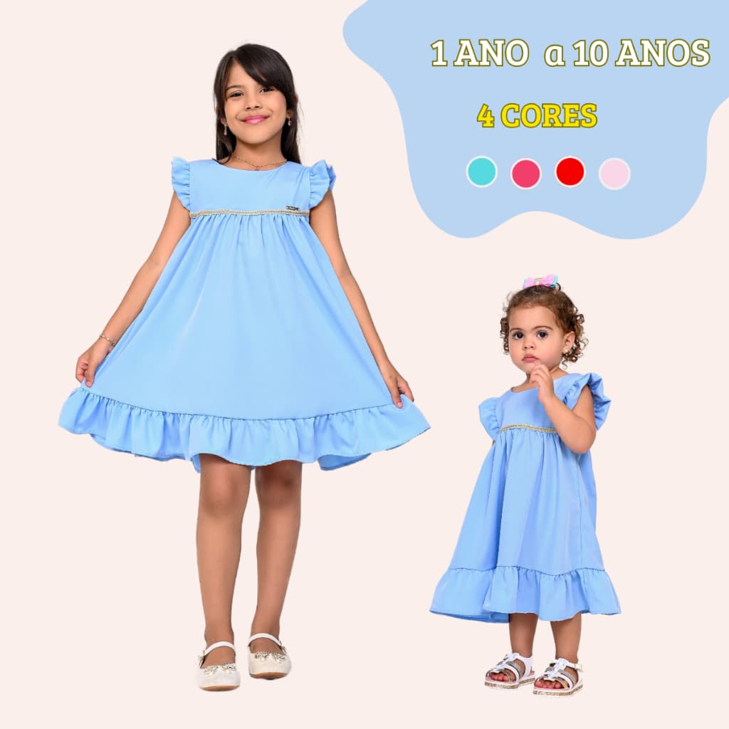 Vestido Princesa Menina Elegante Confortável com Babado