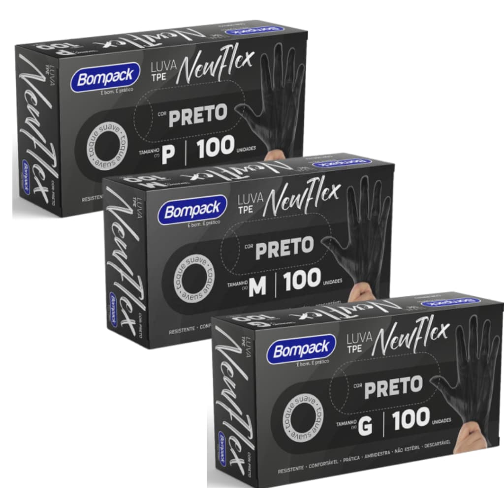 Luva Preta Vinilflex Descartável Sem Pó