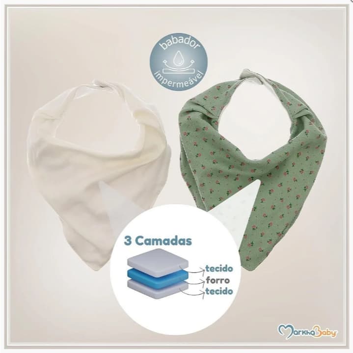 kit babador bandana impermeável menino e menina, babador bebê
