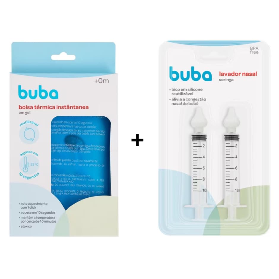 KIT BOLSA TERMICA COLICAS BEBE + 2 SERINGAS NASAL BUBA
