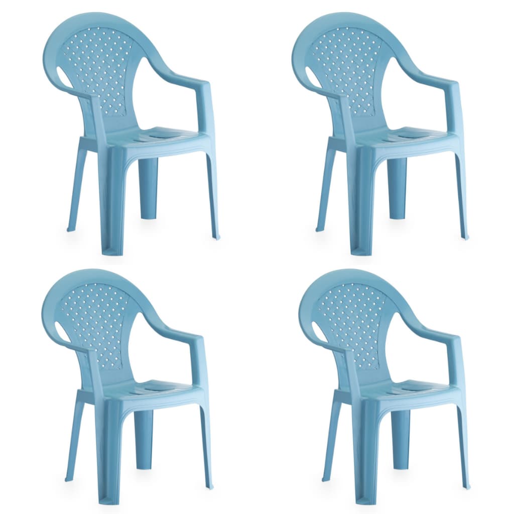 Kit 4 Cadeiras Infantil Plastico Reforcado Azul Resistente Criança Escolar