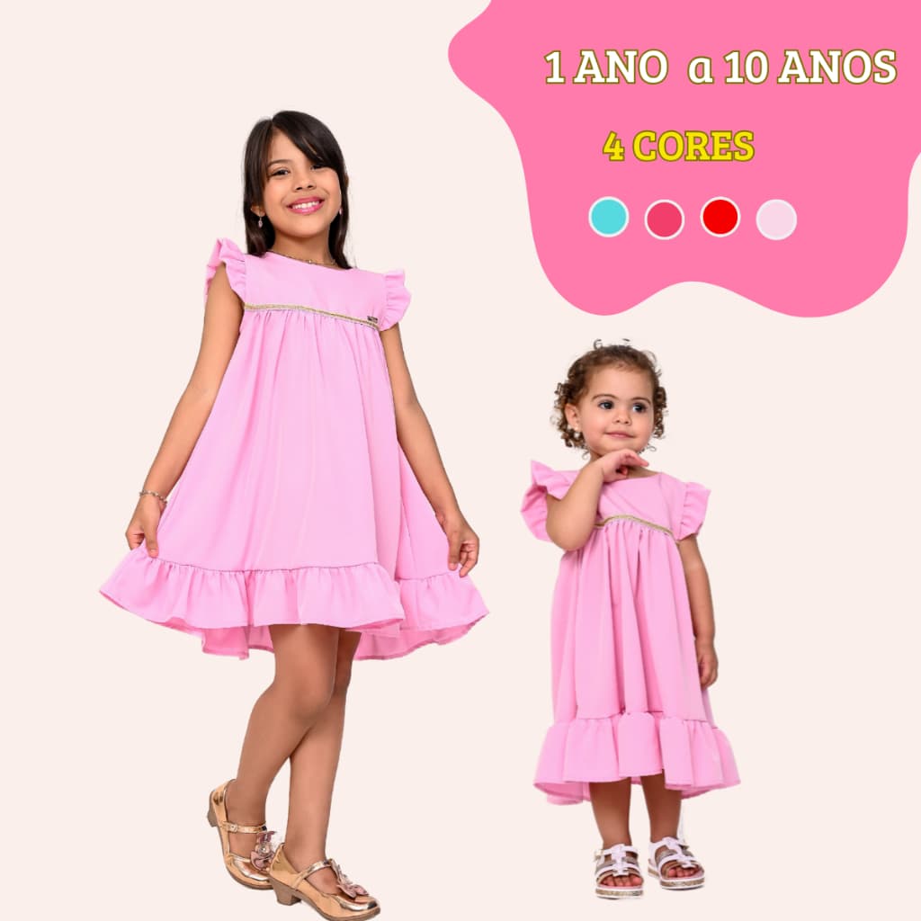 Vestido Infantil Com Babado Estiloso Confortável