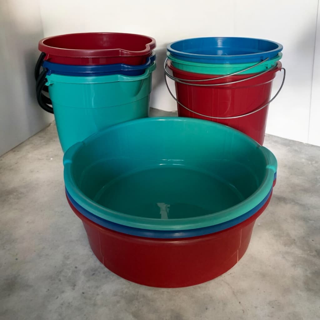 KIT 3 ou 9 Peças Balde e Bacia de Plástico - KIT Lavanderia- Balde Plástico e Bacia Multiuso