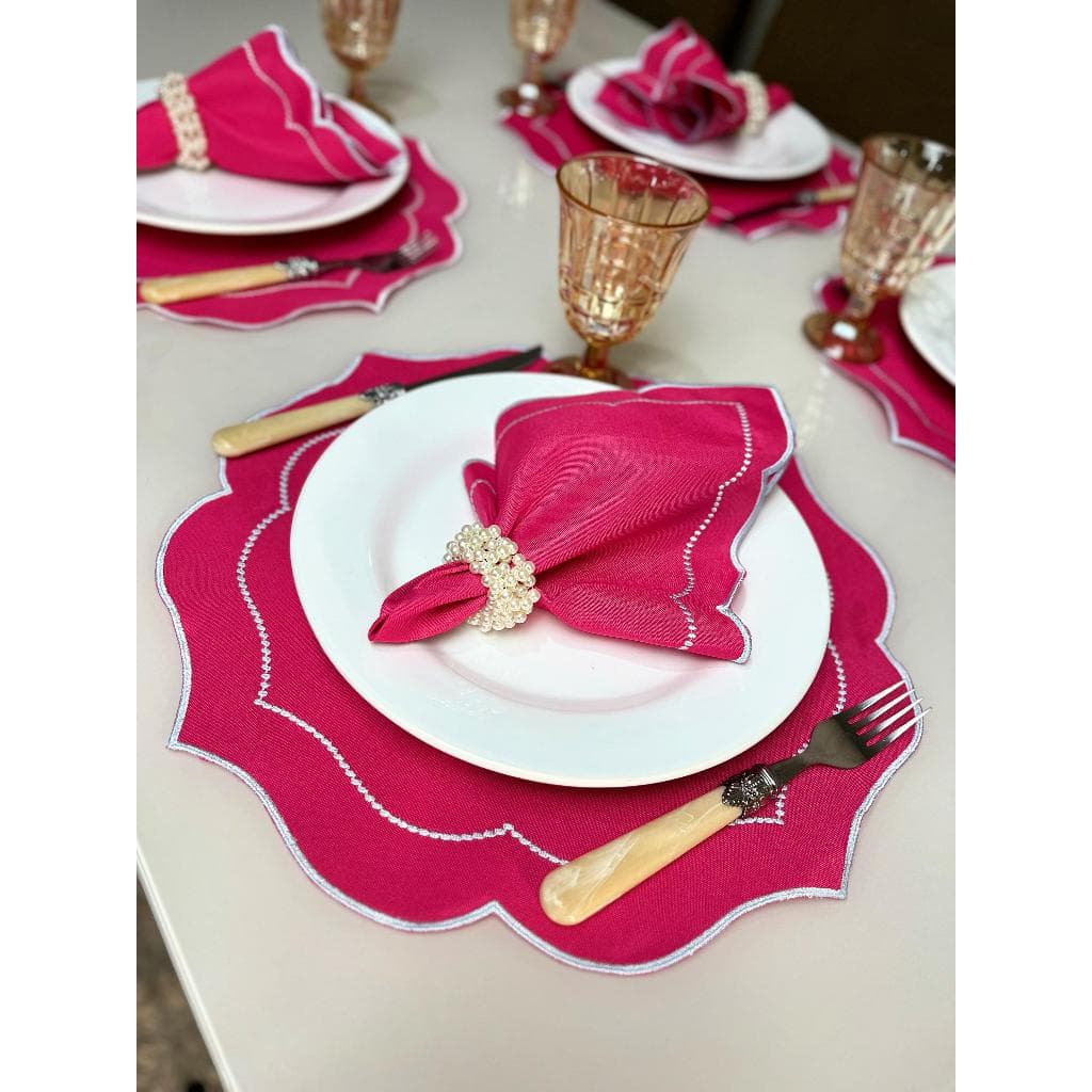 Jogo Americano Para Mesa De 6 Lugares C/ 12 Peças Souplats Mesa Posta Guardanapo Bordado