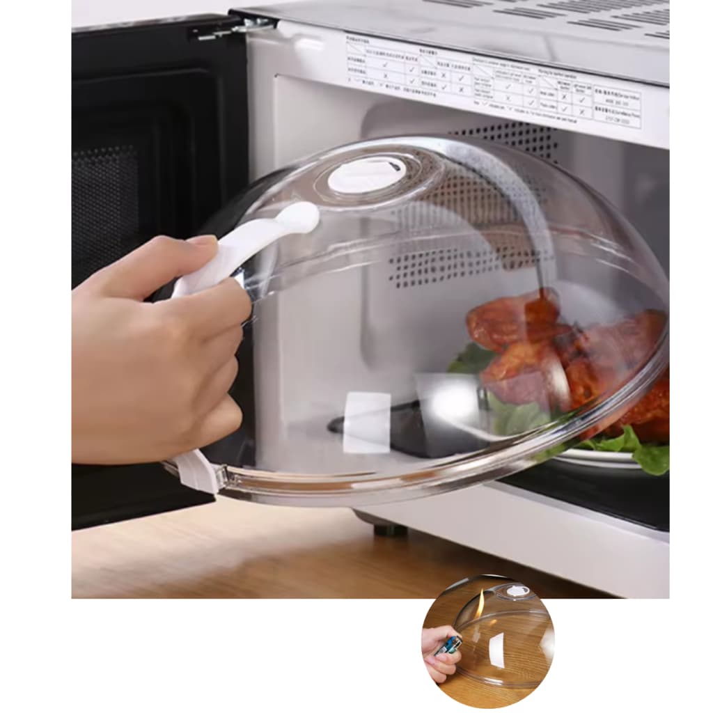 Tampa de Microondas com Alça e Válvula - Policarbonato Resistente 26cm