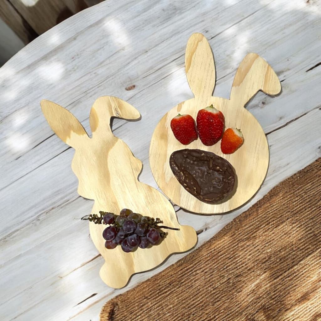 Tábua Petisqueira Sousplat de Páscoa - Tábua Coelho em madeira Pinus