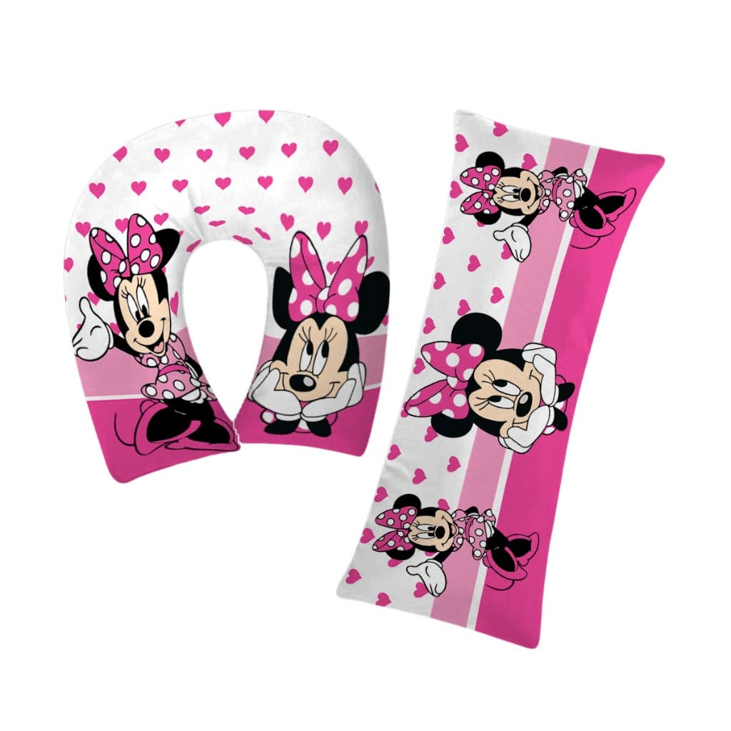 Kit 02 Peças Viagem Travesseiro Luxos Protetor Para Pescoço Descanso E Mini Xuxão Lindos Cores Bege