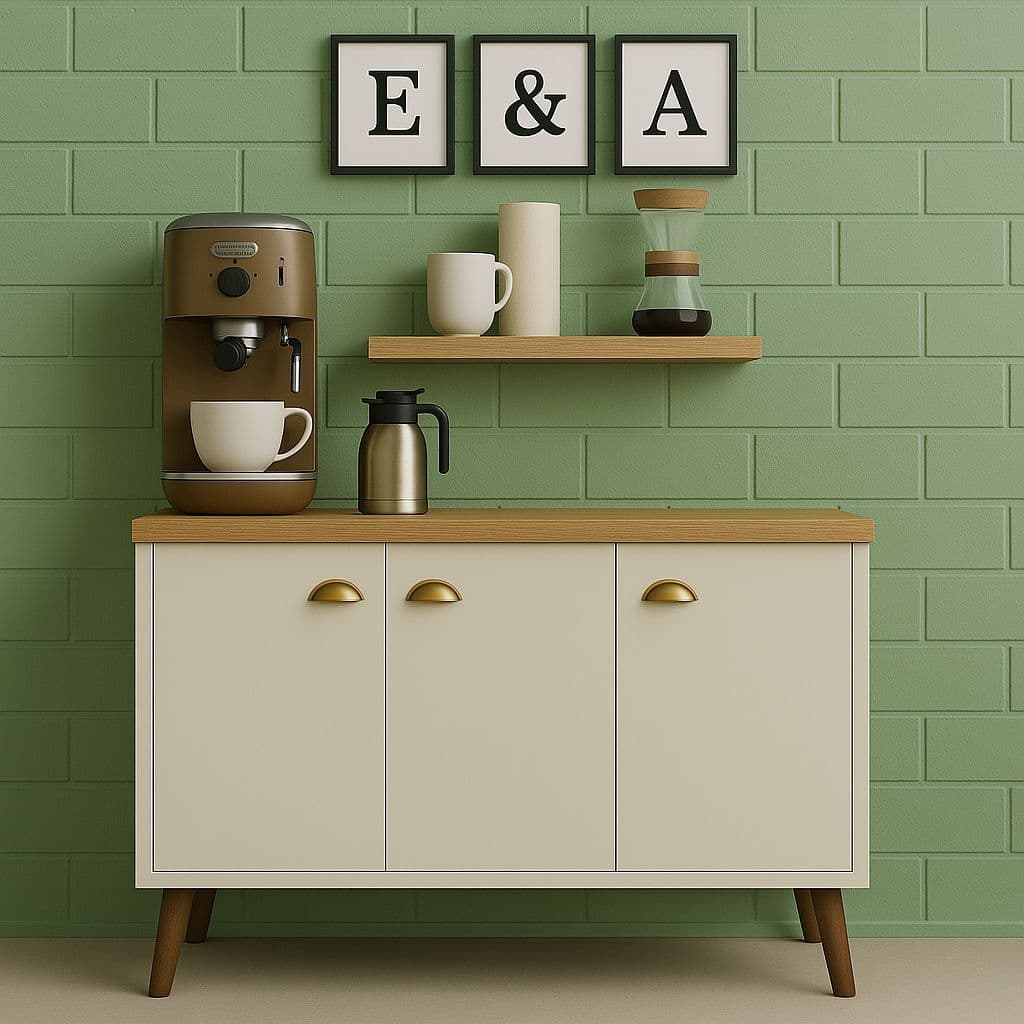 Aparador Buffet E&A 3 Portas com Pés Retro Cantinho Do Café - Cores