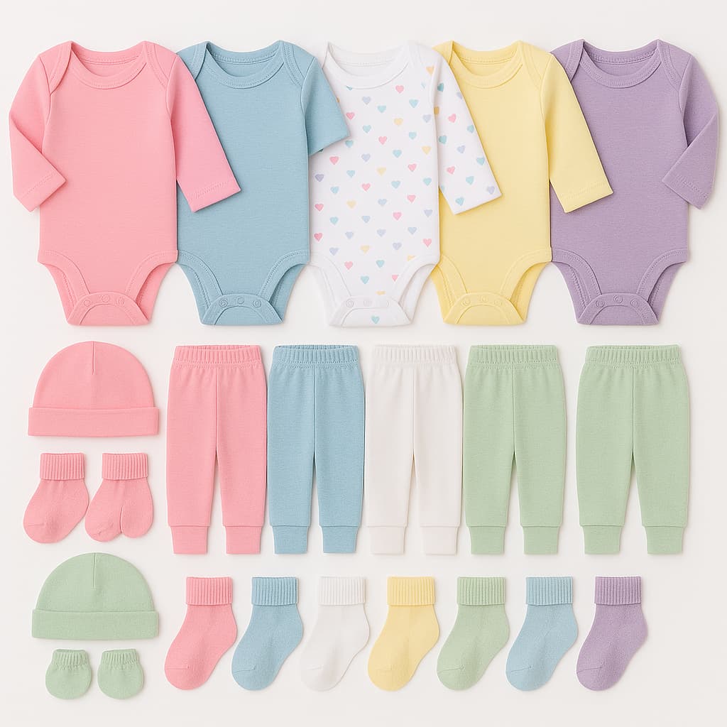 Kit enxoval bebê 17 peças menina menino unissex algodão