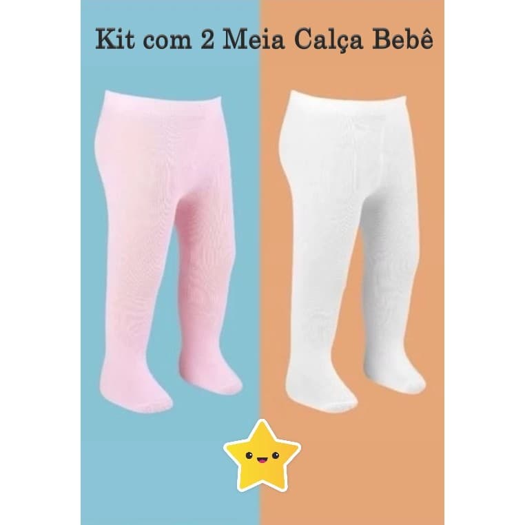 Kit com 2 Meias Calças Grossa Inverno Fio 80 para Bebês