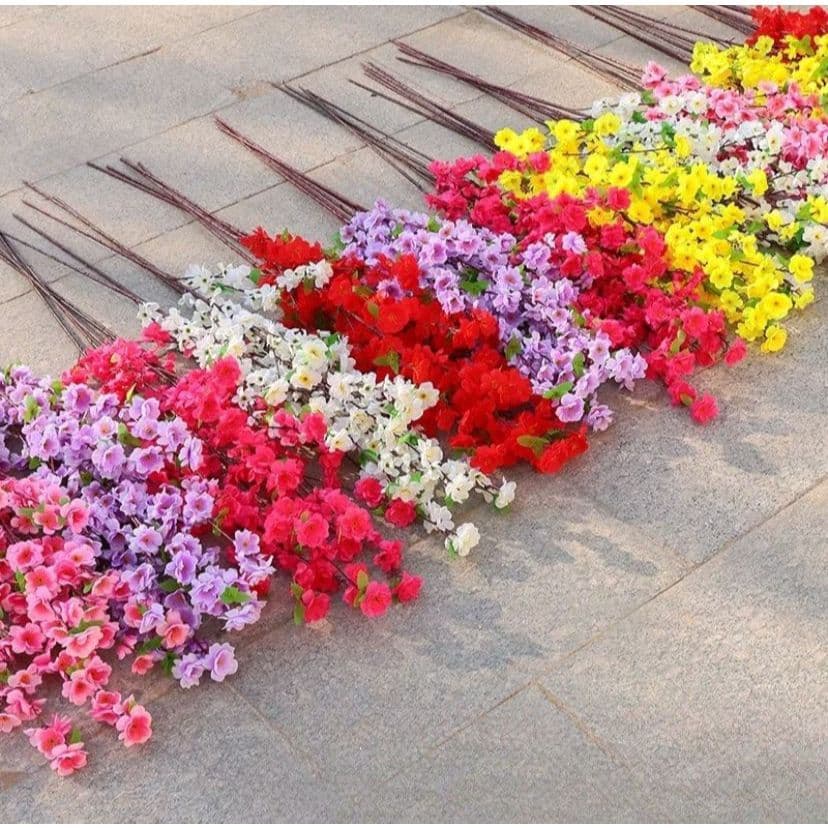 Buquê Flores De Cerejeira Artificial Flor De Pêssego oriental Decoração Casamento Sakura 120CM